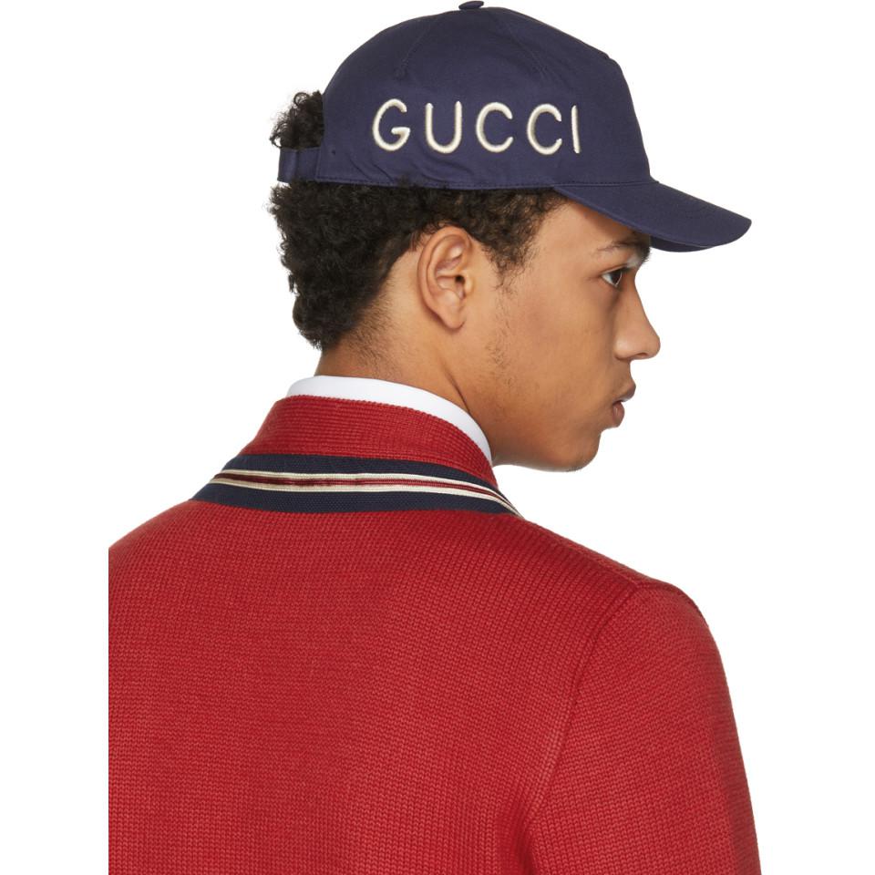 Gucci Cotton Navy Loved Cap in Blue for Men | Lyst