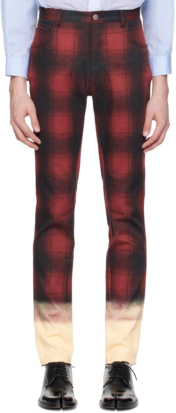 Red plaid skinny jeans mens deals