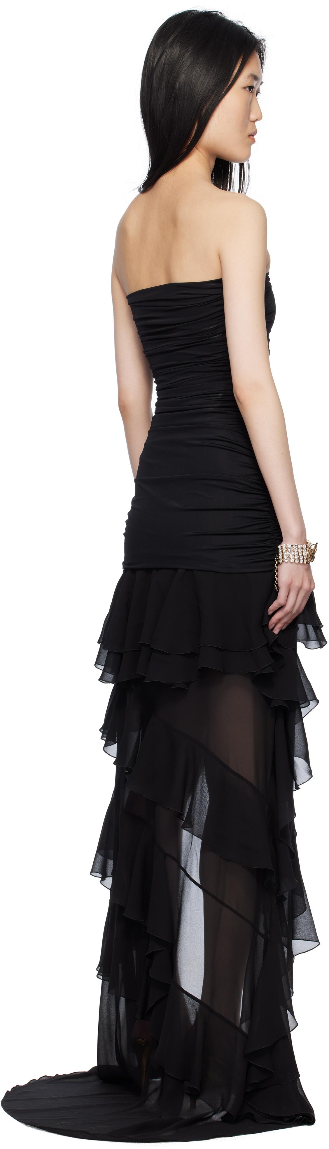 Blumarine Jersey Bustier Maxi Dress in Black | Lyst
