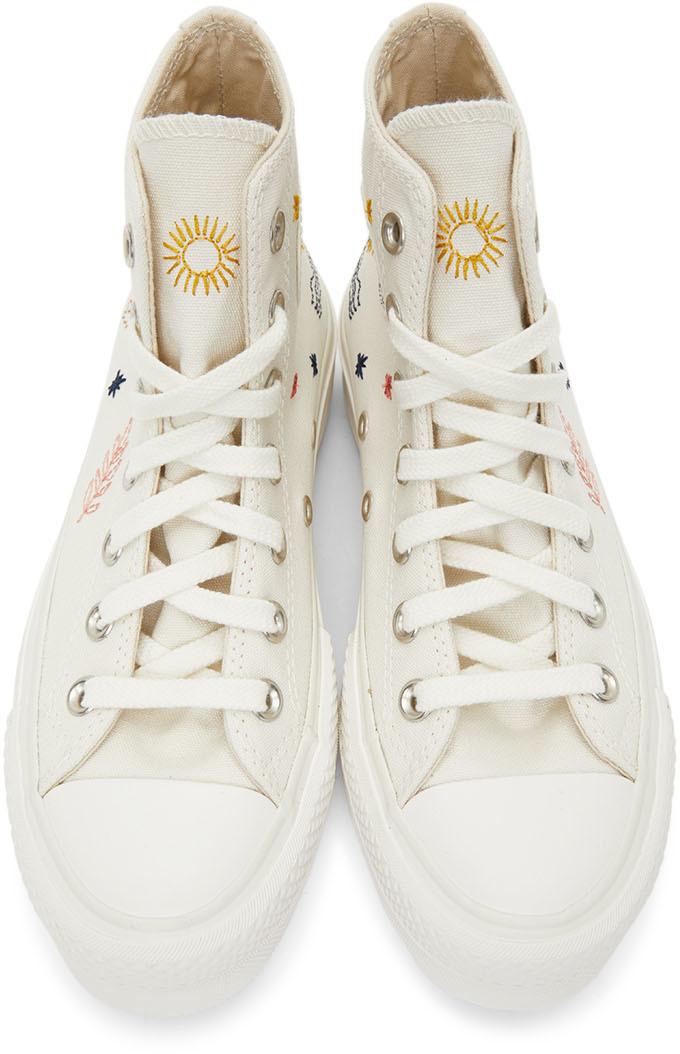 Baskets à plateformes blanches 'It's Okay to Wander' Chuck Taylor All Star  High Toile Converse en coloris Blanc - Lyst