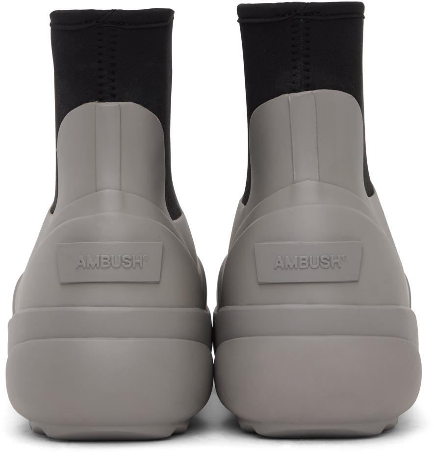 【関税込み】Ambush グレー＆ブラック スクエアトゥ ブーツ 撥水フレックスヒールスクエアトゥブーツ/40代50代からの