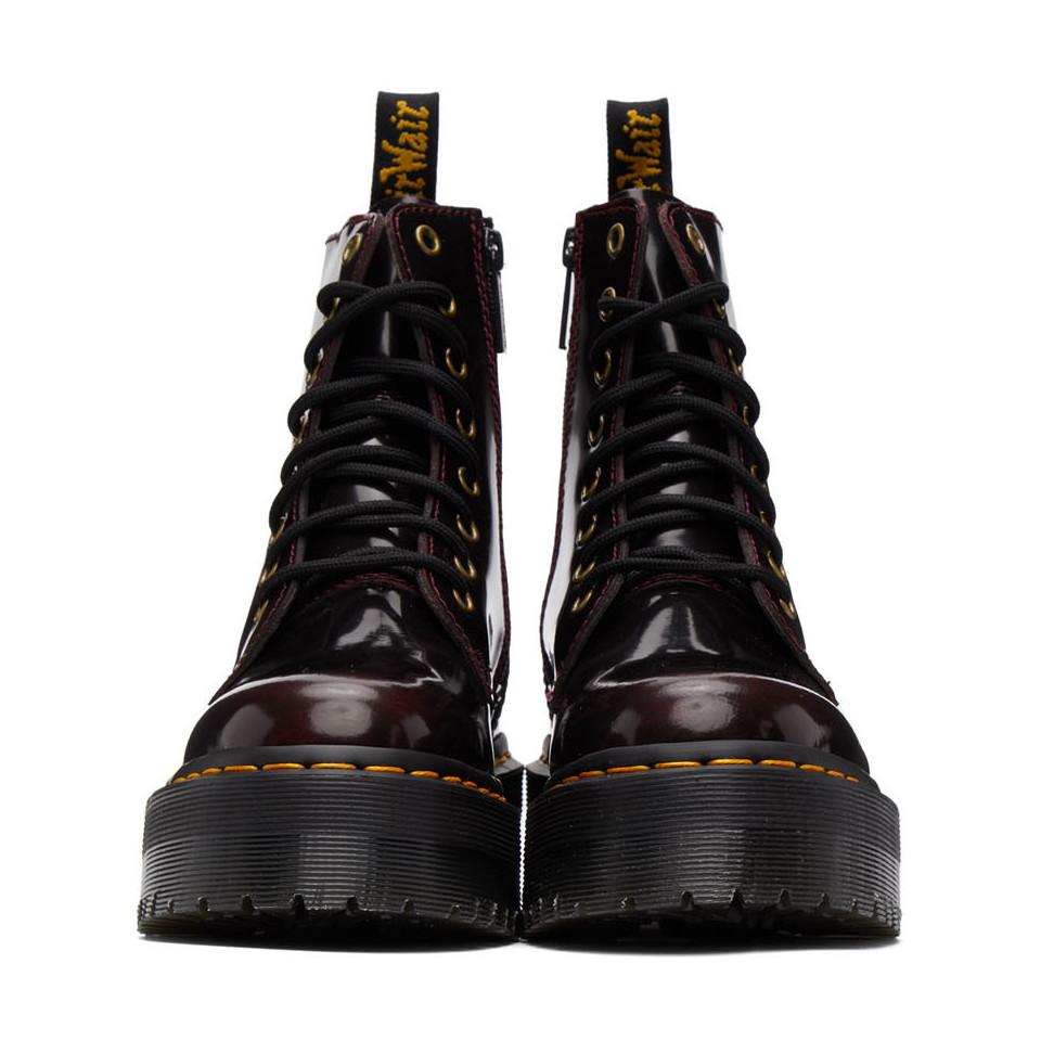 Dr. Martens Leather Burgundy Jadon Arcadia Boots in Black - Lyst