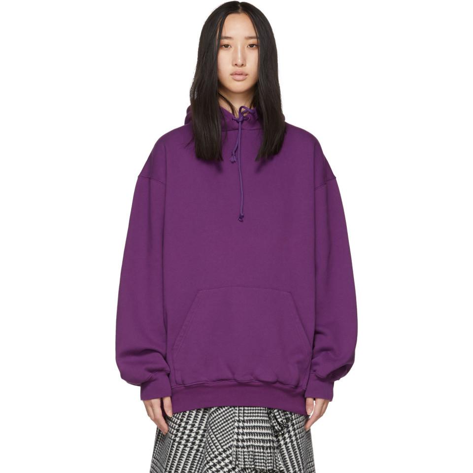 Balenciaga Fleece Purple Logo Back Hoodie | Lyst