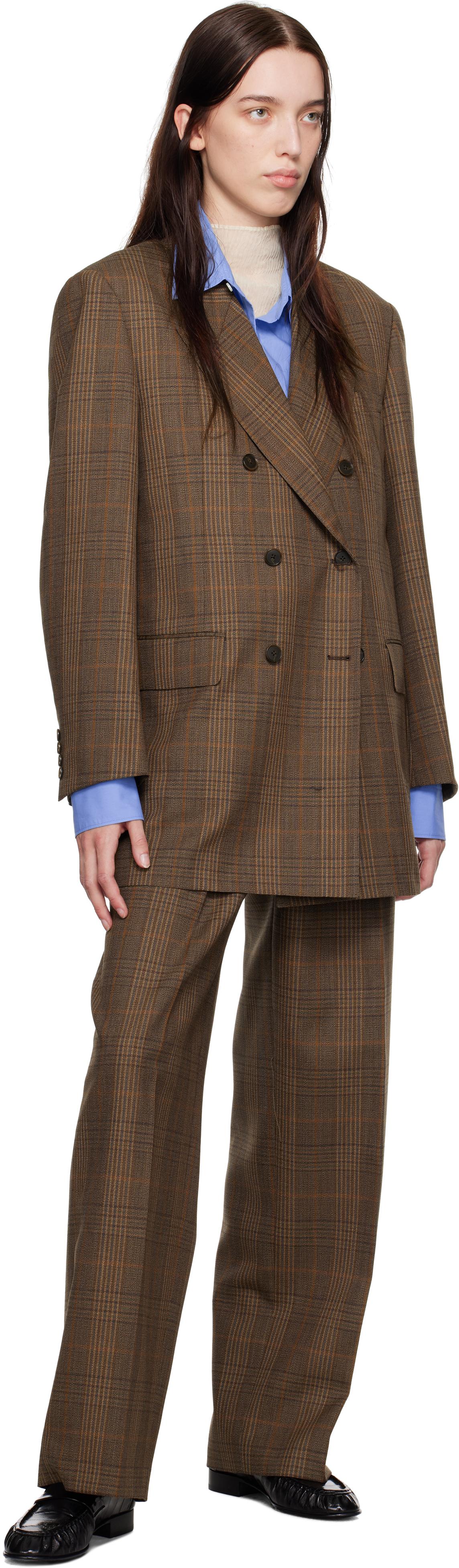 AURALEE CASHMERE CHECK STOLEブラウンイエローチェック