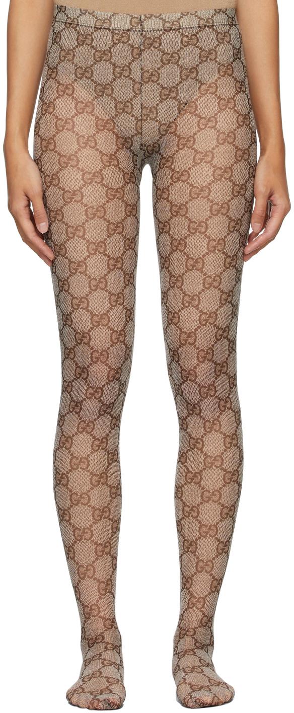 Gucci Beige GG Tights in Brown | Lyst