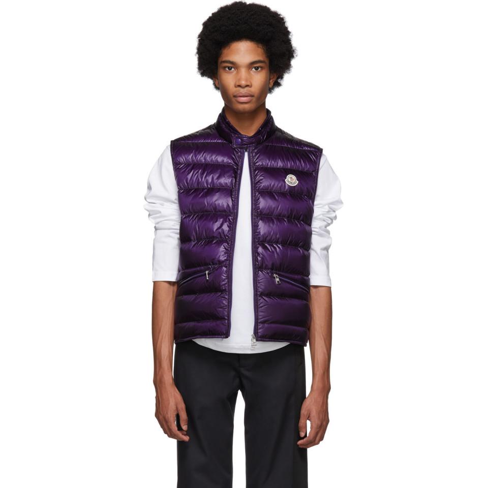 Moncler Synthetic Purple Down Gui Vest for Men | Lyst