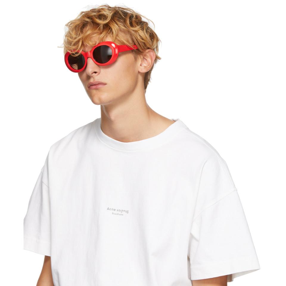 Acne Studios Red Mustang Round Sunglasses for Men | Lyst