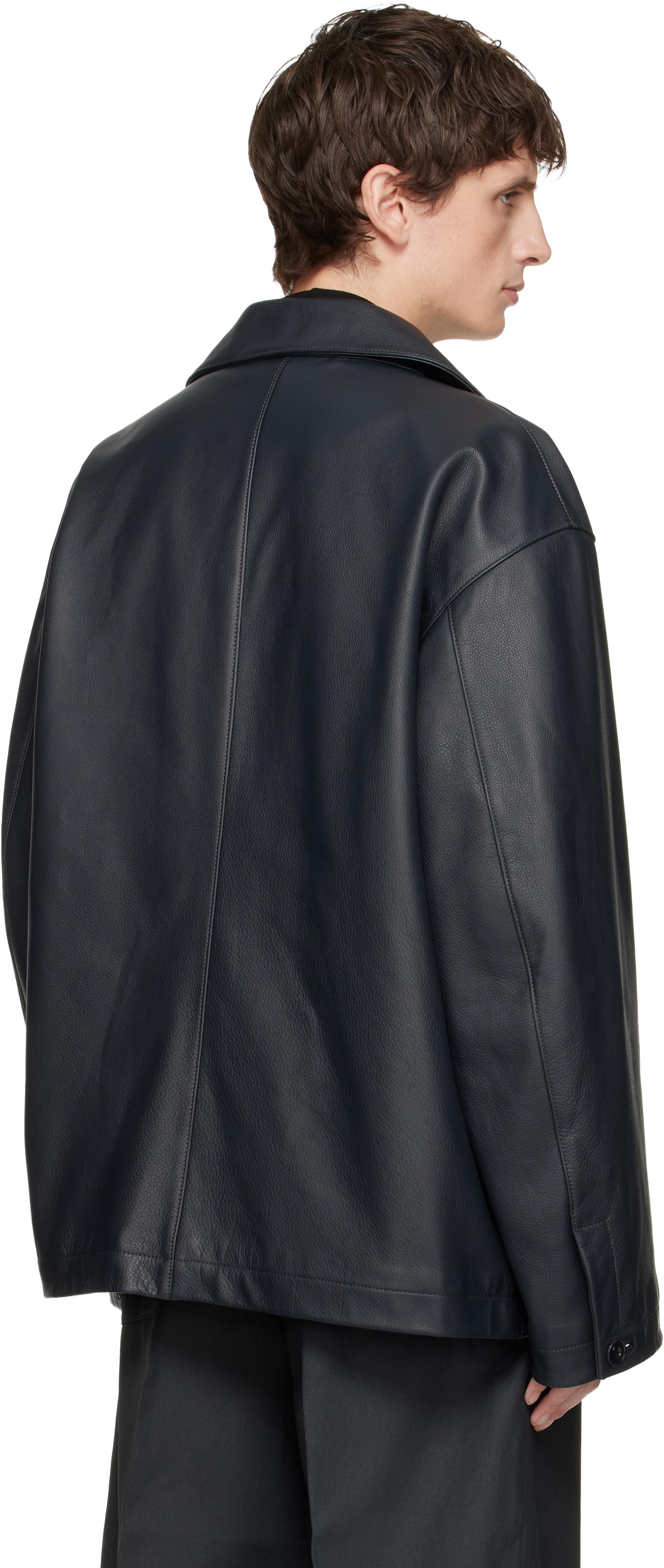 Lemaire Workwear Leather Jacket in Black for Men | Lyst