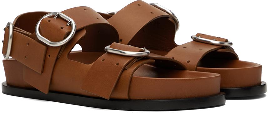 Jil Sander メンズ ブラック タン フラットサンダル サンダル 