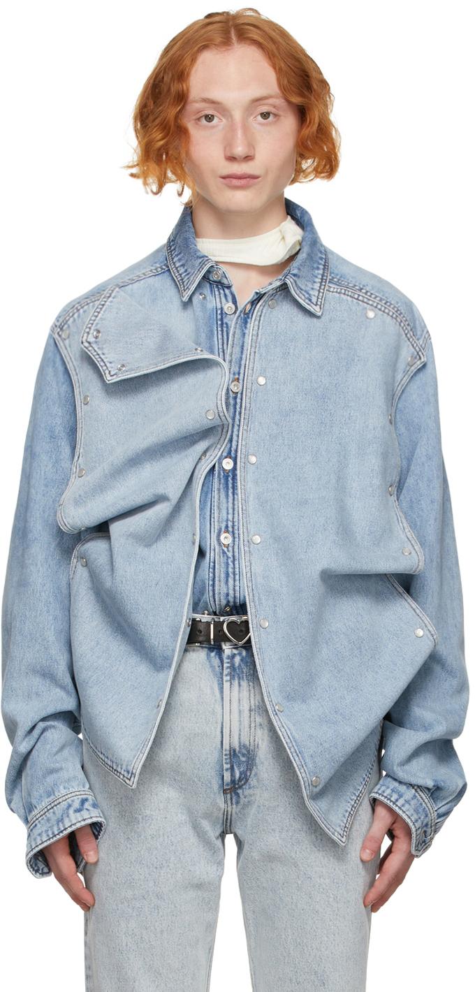 Y. Project Denim Snap Panel Shirt in Blue for Men | Lyst Canada