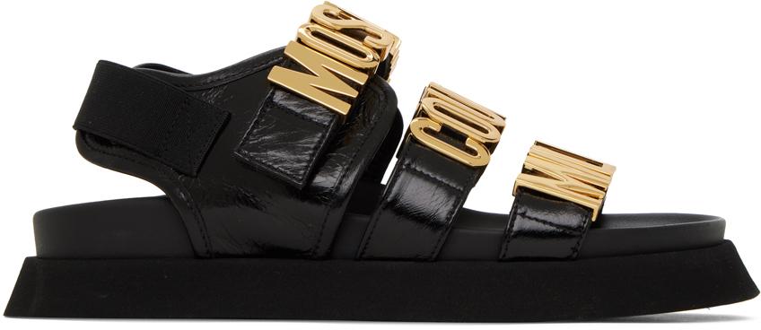 Moschino Calfskin Couture Milano Sandals in Black Lyst