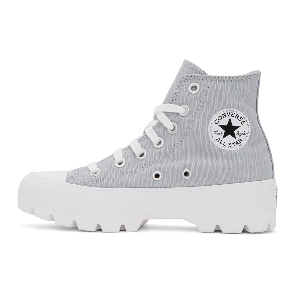 Converse Grey Chuck Taylor All-star Lugged High-top Sneakers in Gray | Lyst