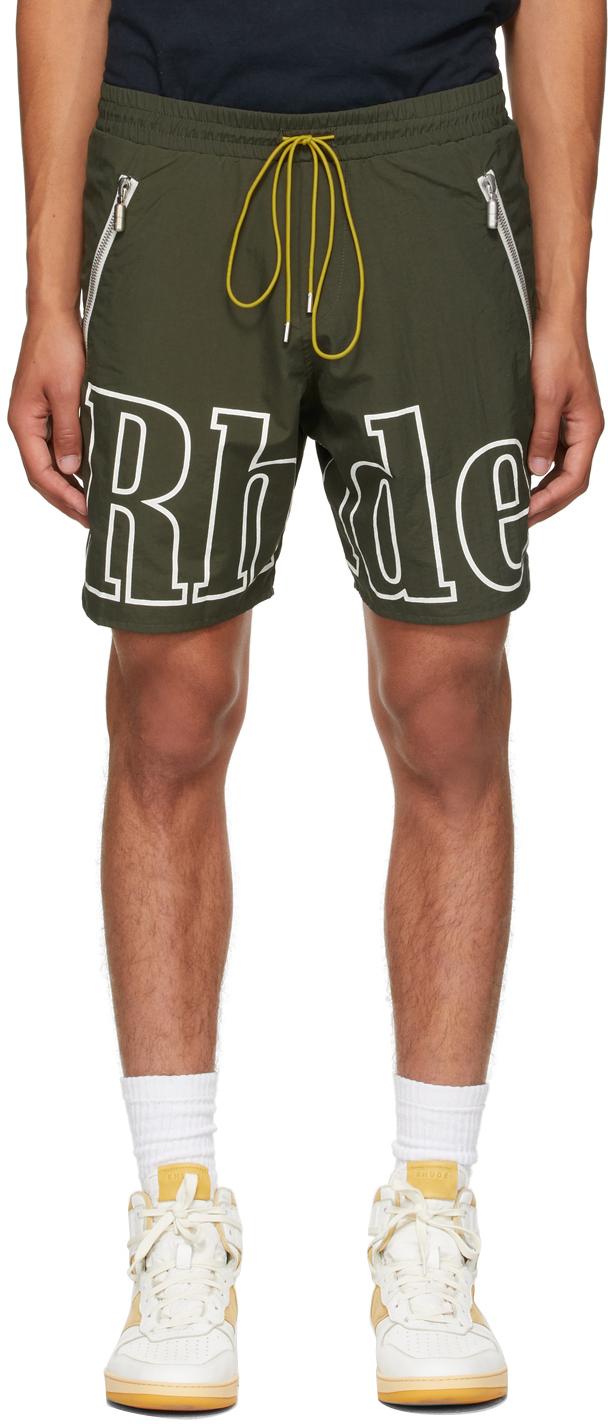 Rhude Synthetic Logo Short in Olive 