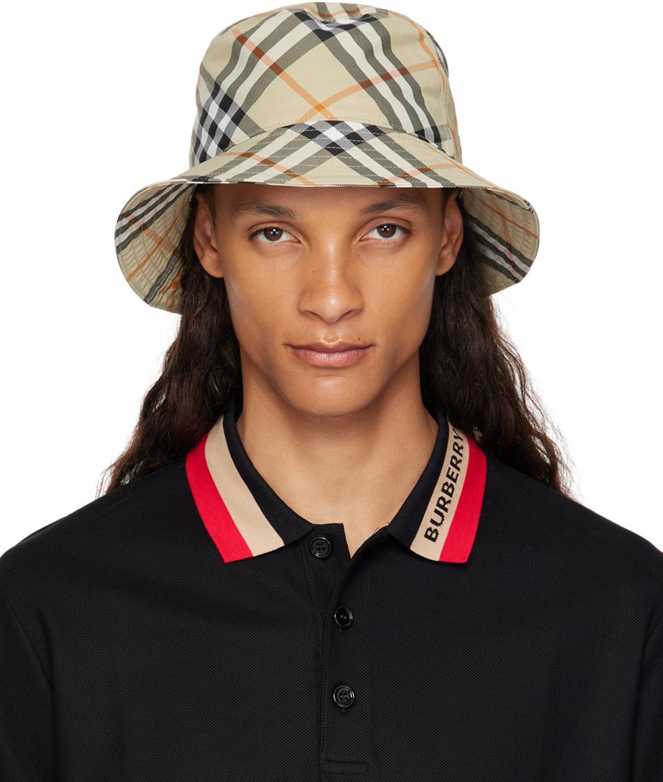 Burberry Check Bucket Hat in Black for Men Lyst UK