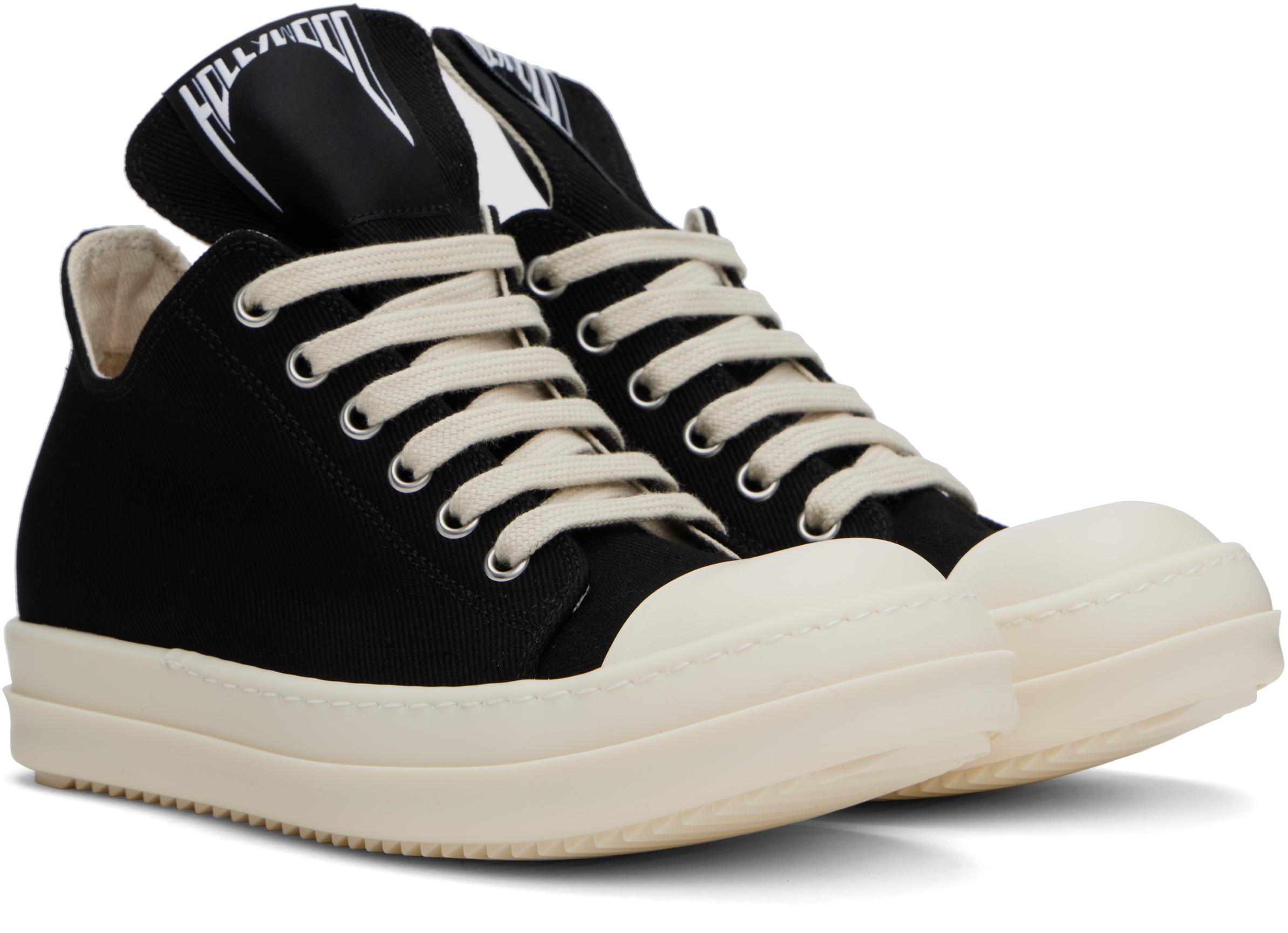 【Rick Owens】Hollywood Abstract Low Sneaks スニーカー Black Hollywood Jumbo Laces Abstract Low Sneak Sneakers by