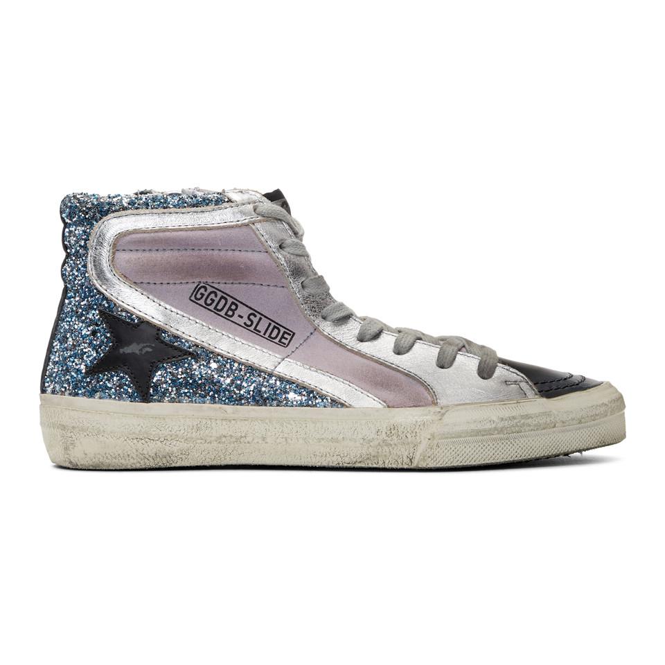 Goose Purple And Glitter Slide High-top Sneakers Lyst