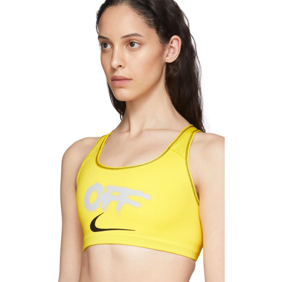 humedad salchicha Empleado Nike X Off-white Nrg Ru Pro Classic Sports Bra in Yellow | Lyst