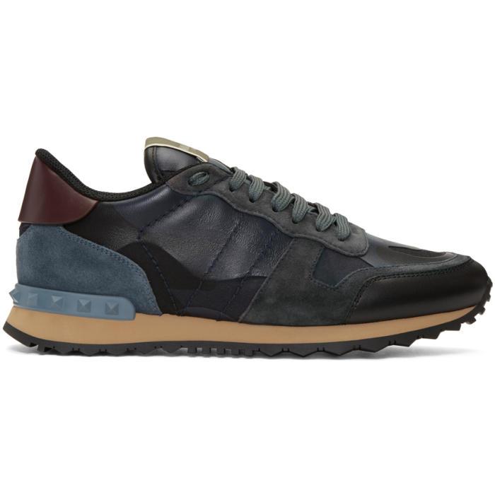 Valentino Canvas Navy Camouflage Rockrunner Sneaker in Blue for 