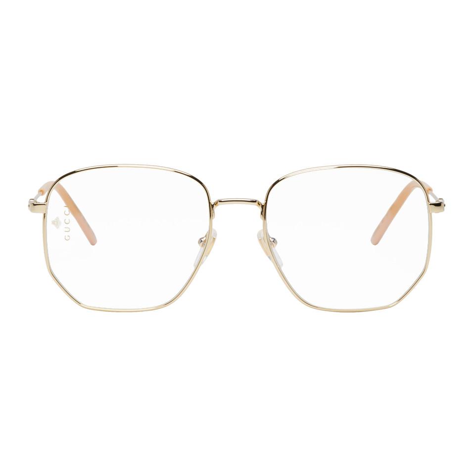 gucci gold rectangular glasses