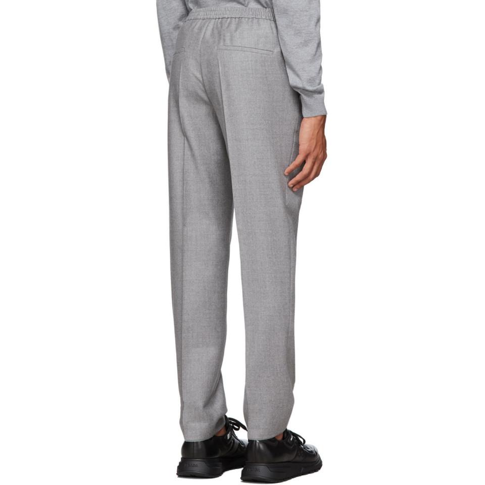 BOSS by Hugo Boss Wool Men's Slim-fit Flannel Drawstring Pants in Grey ...