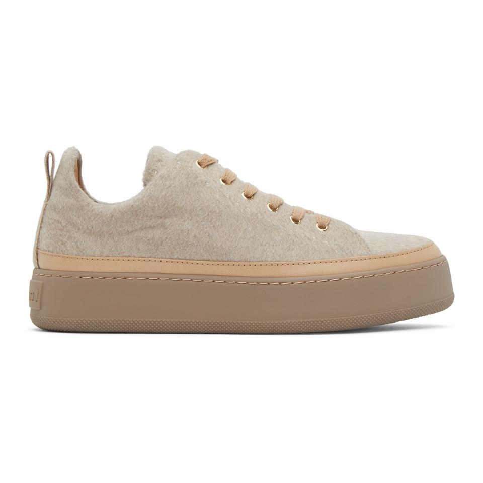 Max Mara Beige Cashmere Tunny Sneakers in Natural | Lyst UK