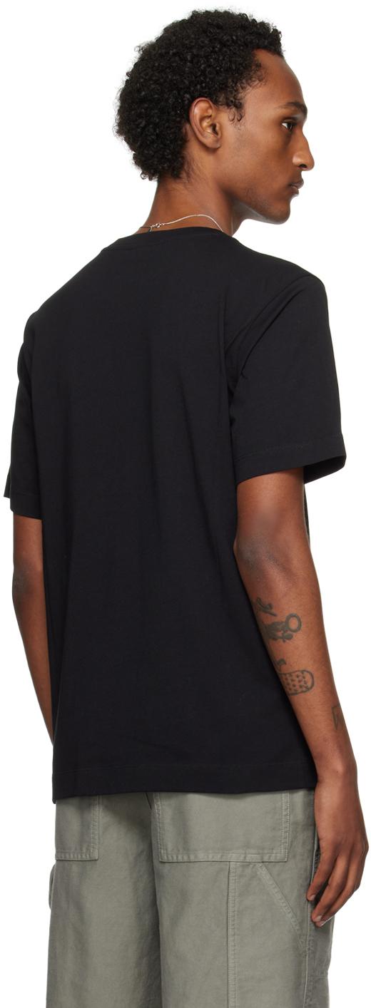 Dries Van Noten メンズ ブラック レギュラーフィット Tシャツ T Dries Van Noten メンズ ブラック レギュラーフィット Tシャツ T