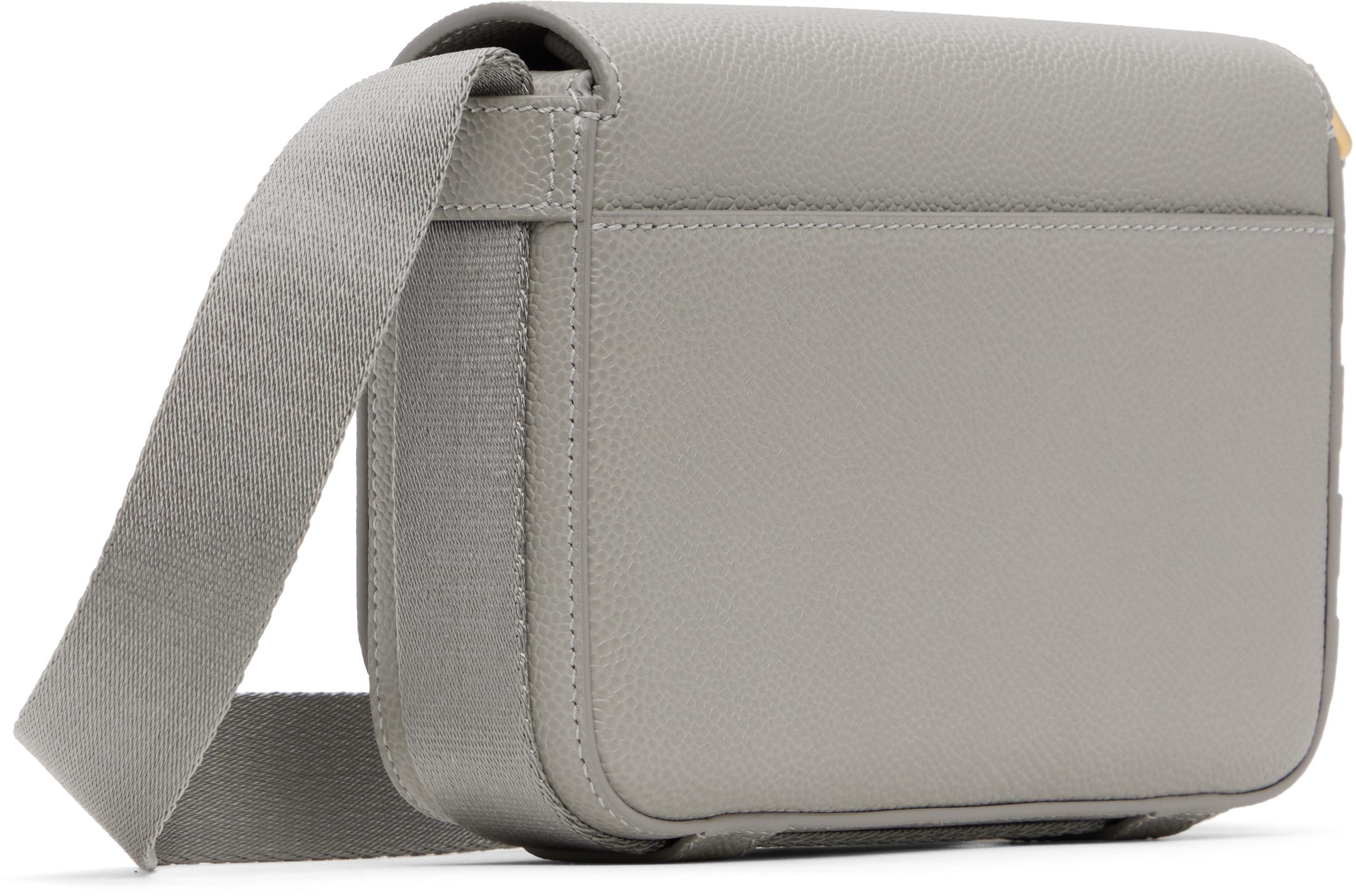 Thom Browne 4-Bar Pebble Grain Small Reporter Bag in Black for Men