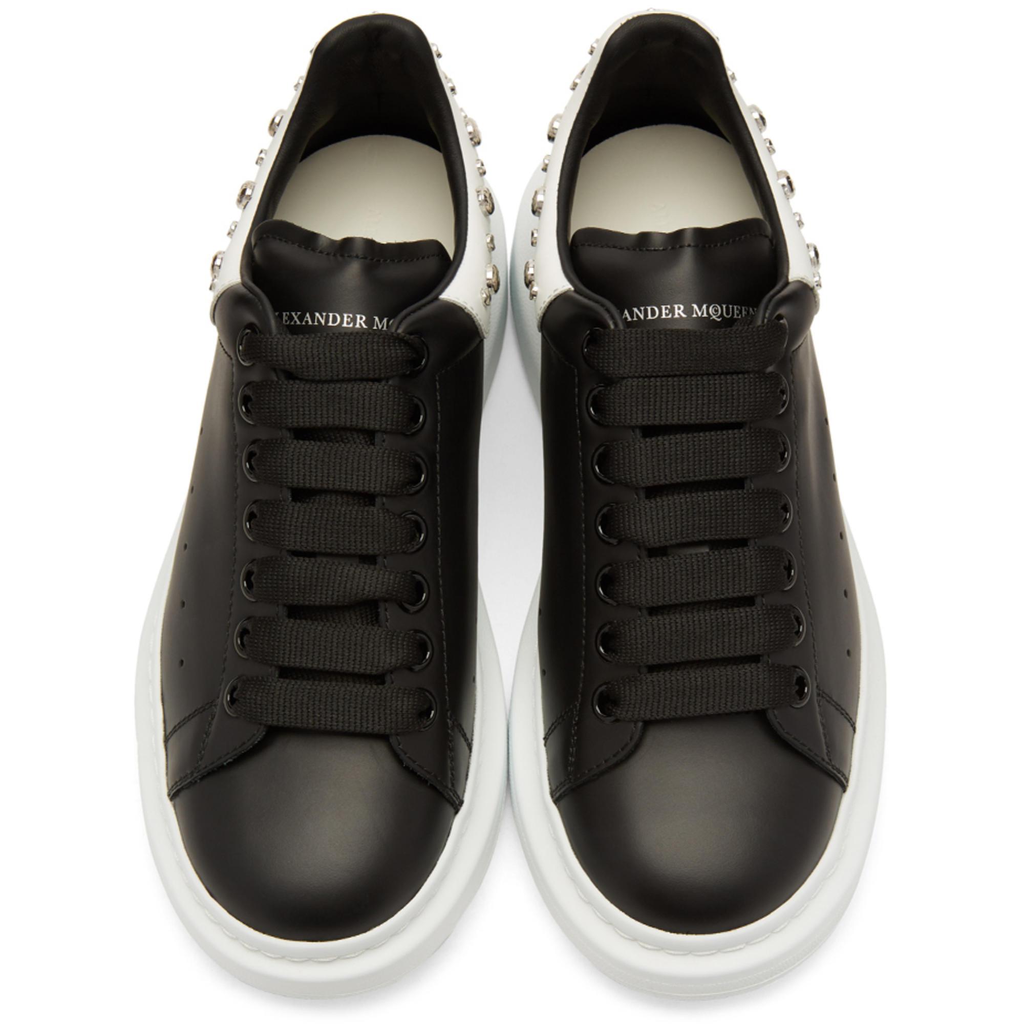 Alexander McQueen Leather Black And White Studded Oversized Sneakers - Lyst