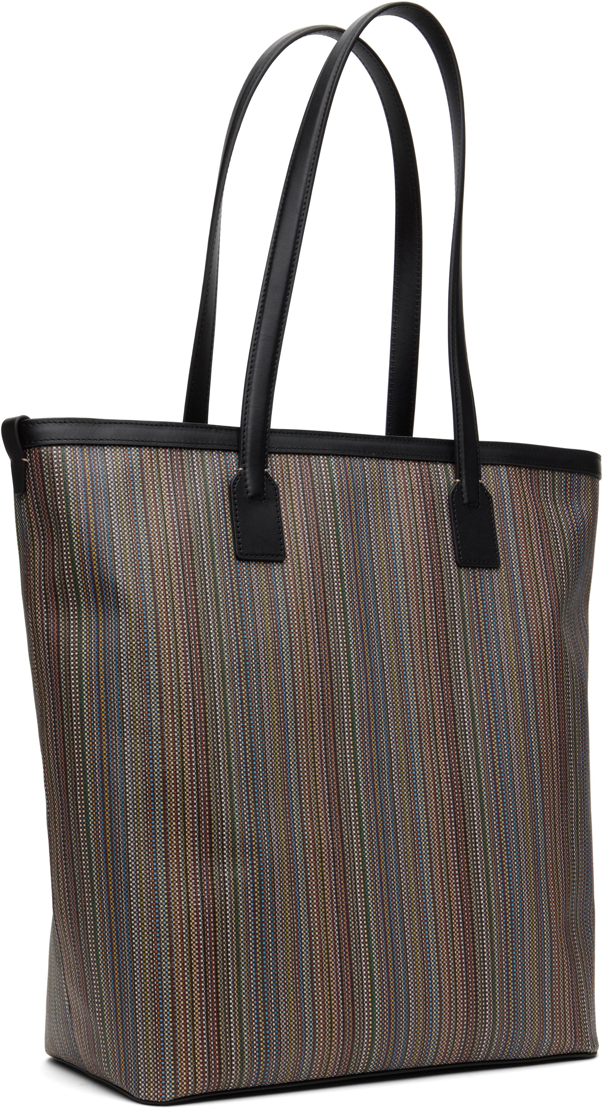 Sac Tote À Rayures Concertina Noires Paul Smith Pour Femmes Neuf