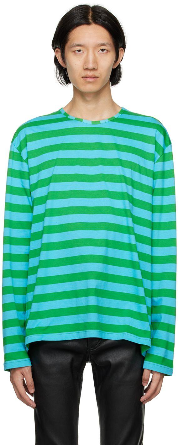 Sunnei Green & Blue Striped Long Sleeve T-shirt for Men | Lyst