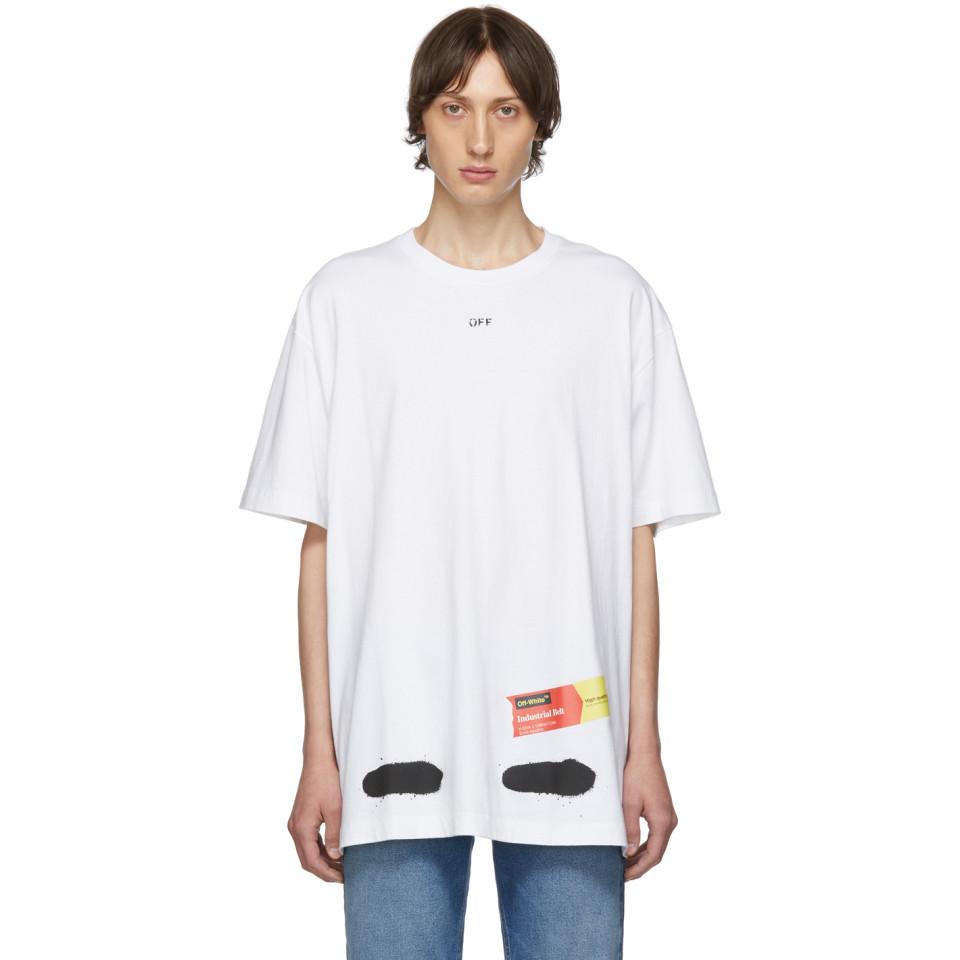 Off white top diag spray tee