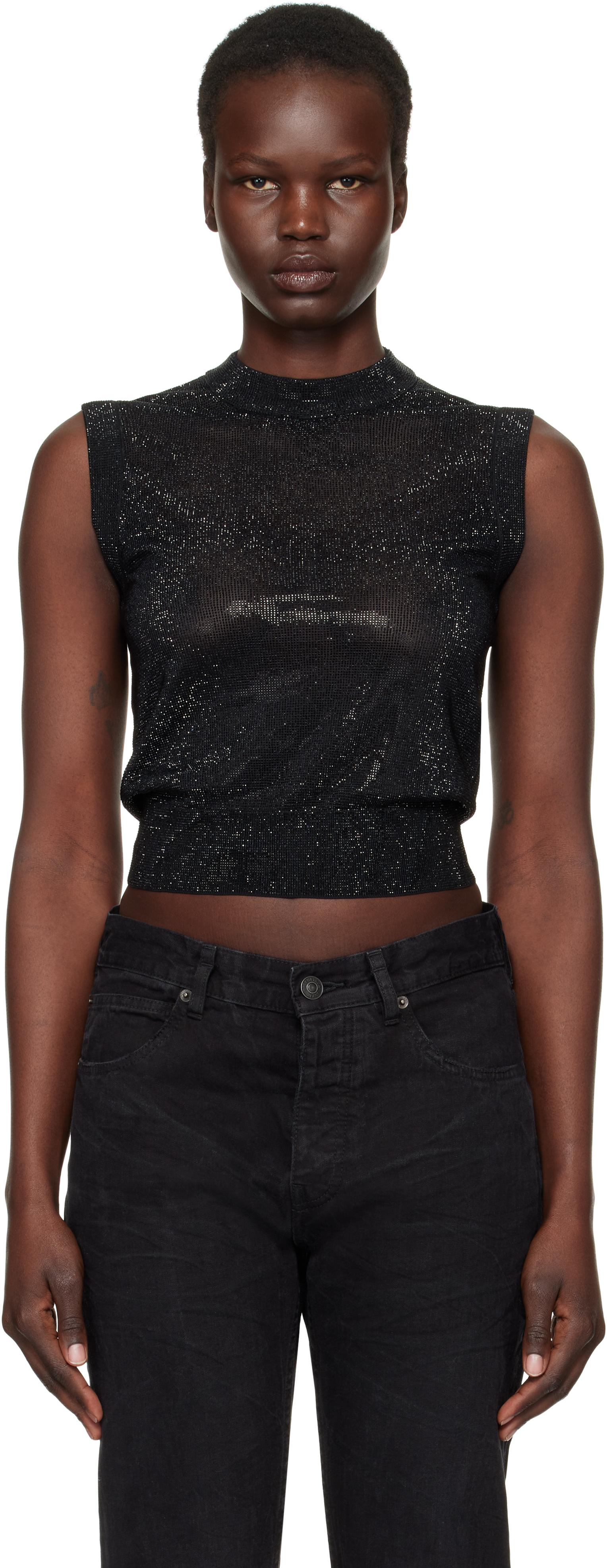 Alexander Wang レディース ブラック Hotfix モックネック トップス 