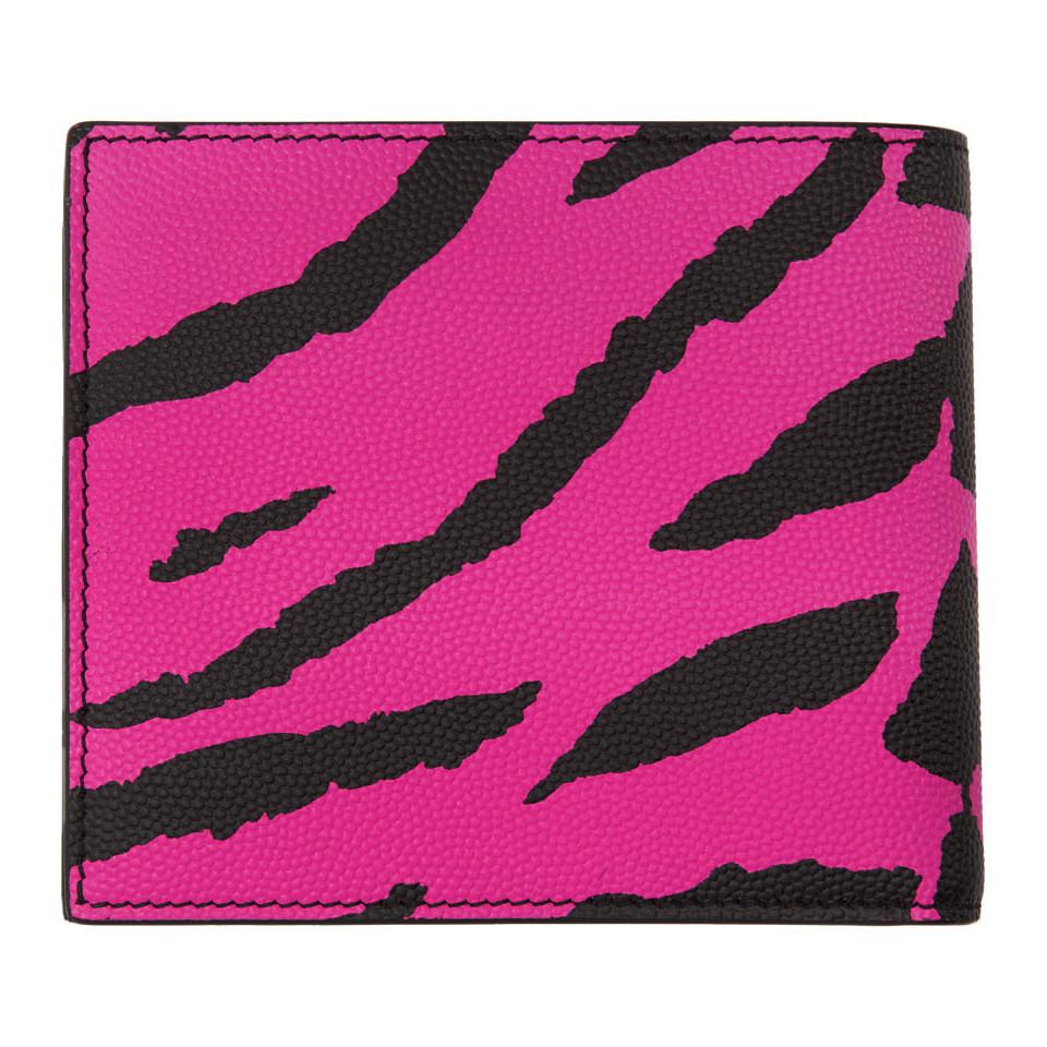 Saint Laurent Leather Pink And Black Zebra East/west Wallet for 