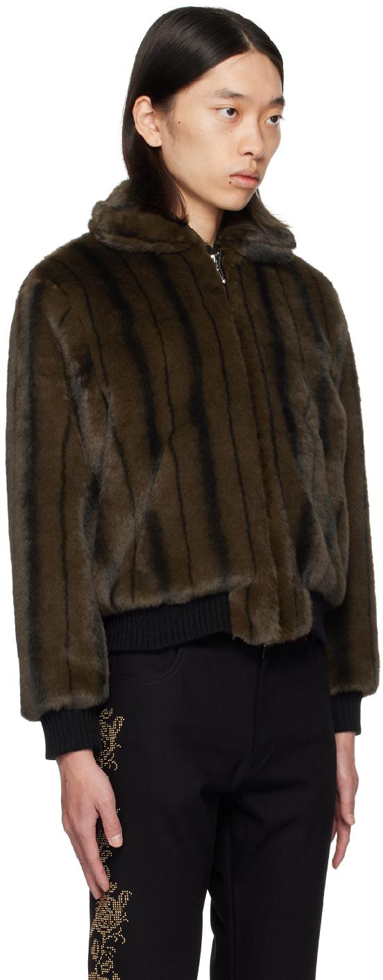 Ernest W. Baker メンズ ブラック ブラウン ハリントン フェイクファー 