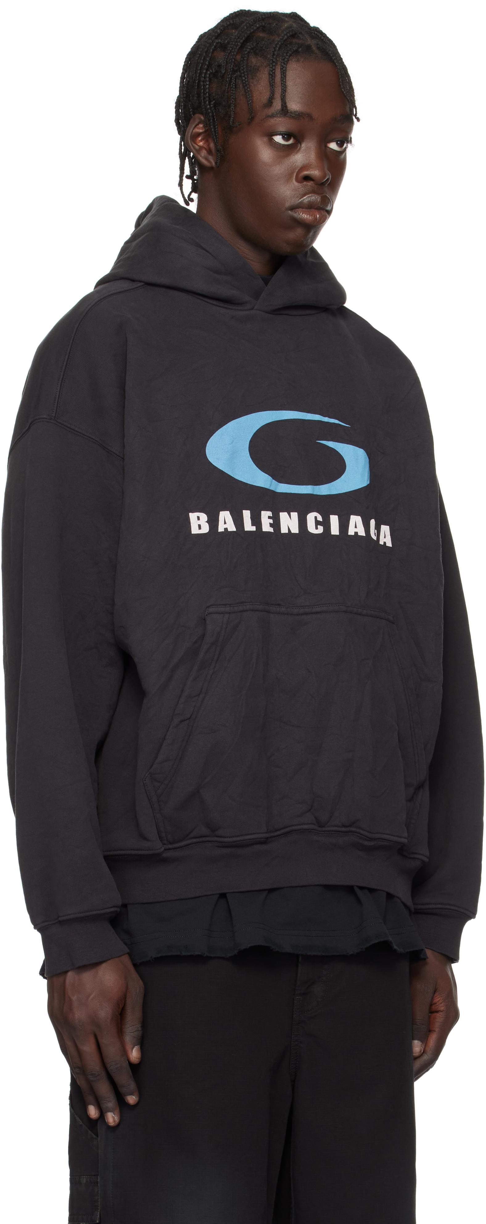 Balenciaga Loop Sports Medium Fit Hoodie, 100% Cotton in Black for