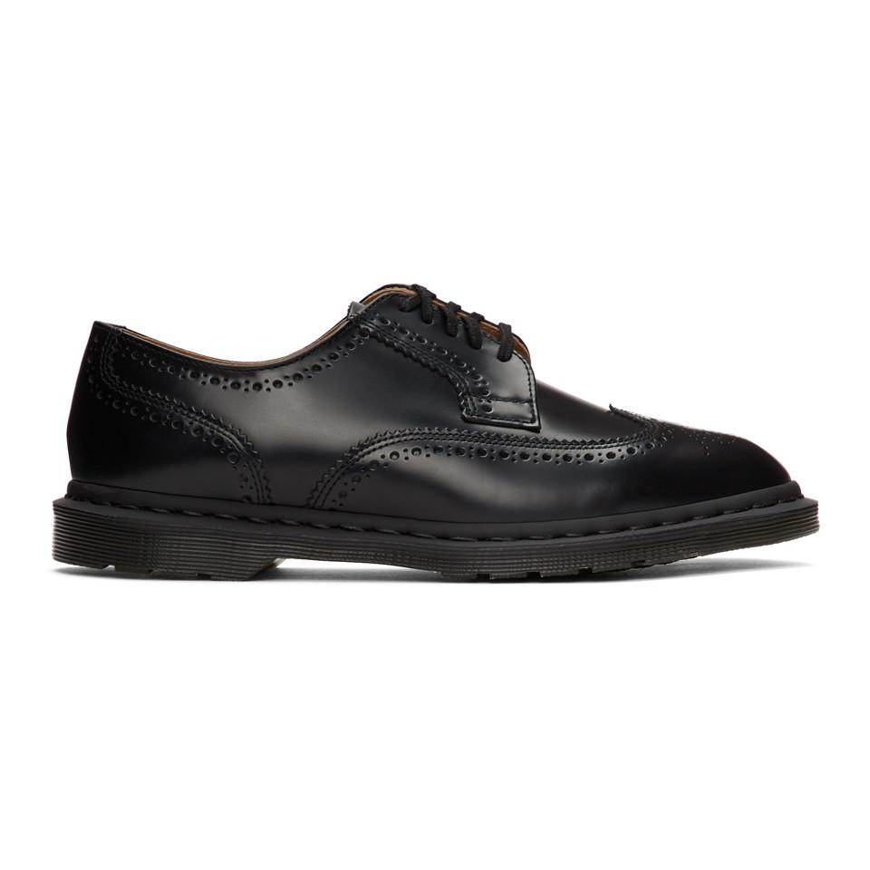dr martens kelvin brogues in black polished smooth