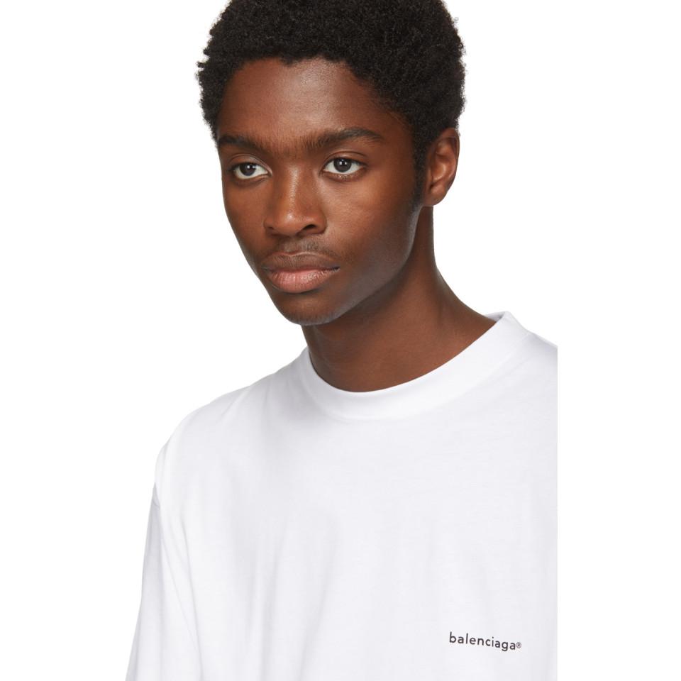 Balenciaga Cotton White Oversized Small Logo T-shirt for Men | Lyst
