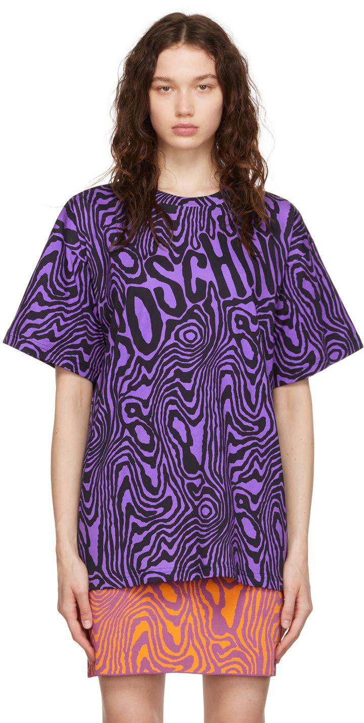 Moschino Cotton Purple & Black Moiré Effect T-shirt | Lyst