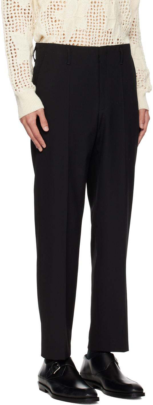 Dries Van Noten メンズ ブラック クリース トラウザーズ パンツ Dries Van Noten メンズ ブラック クリース トラウザーズ パンツ