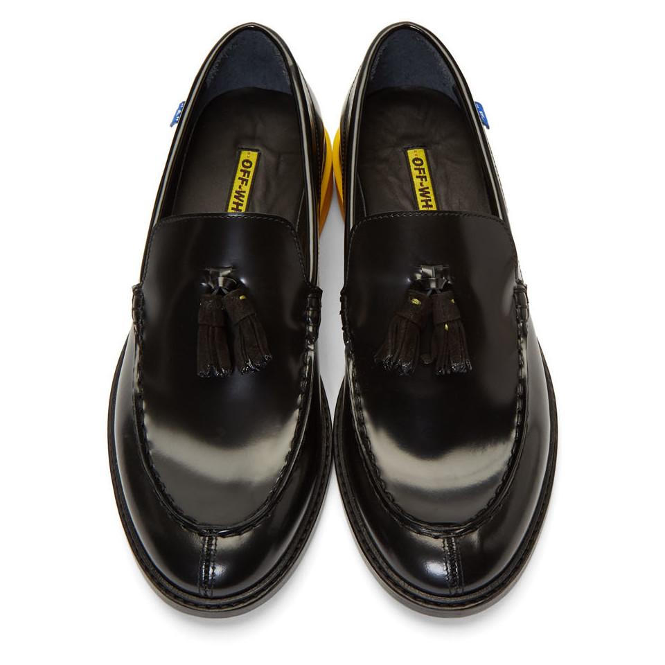 Black Leather Tassel Loafers for Men 