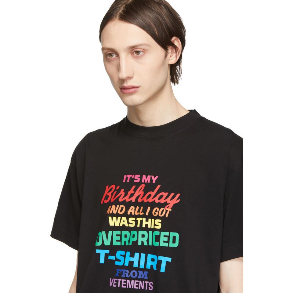 メンズ Vetements ブラック Birthday T シャツ ブラック Lyst メンズ Vetements ブラック Birthday T シャツ ブラック Lyst