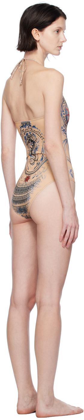 Jean Paul Gaultier Beige Soleil One-piece Swimsuit in Black