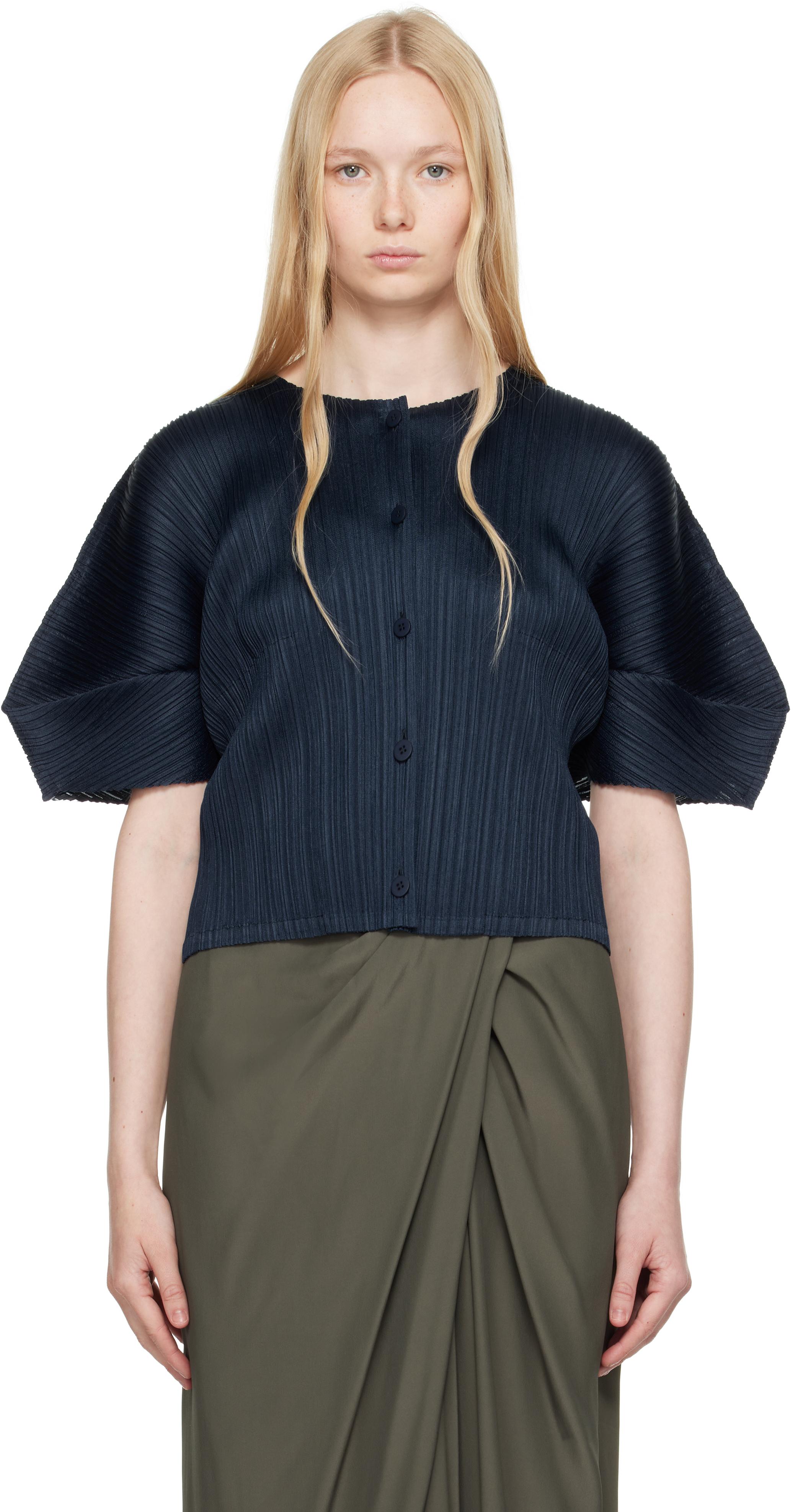 MONTHLY COLORS : APRIL Mid-length Sleeved Dress Greyish Navy