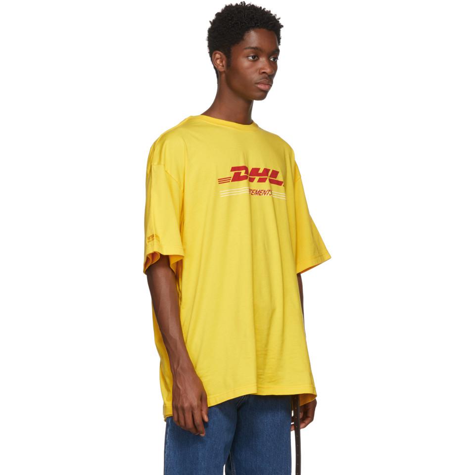 go sightseeing Pine doll Vetements Yellow Dhl Double T-shirt for Men | Lyst