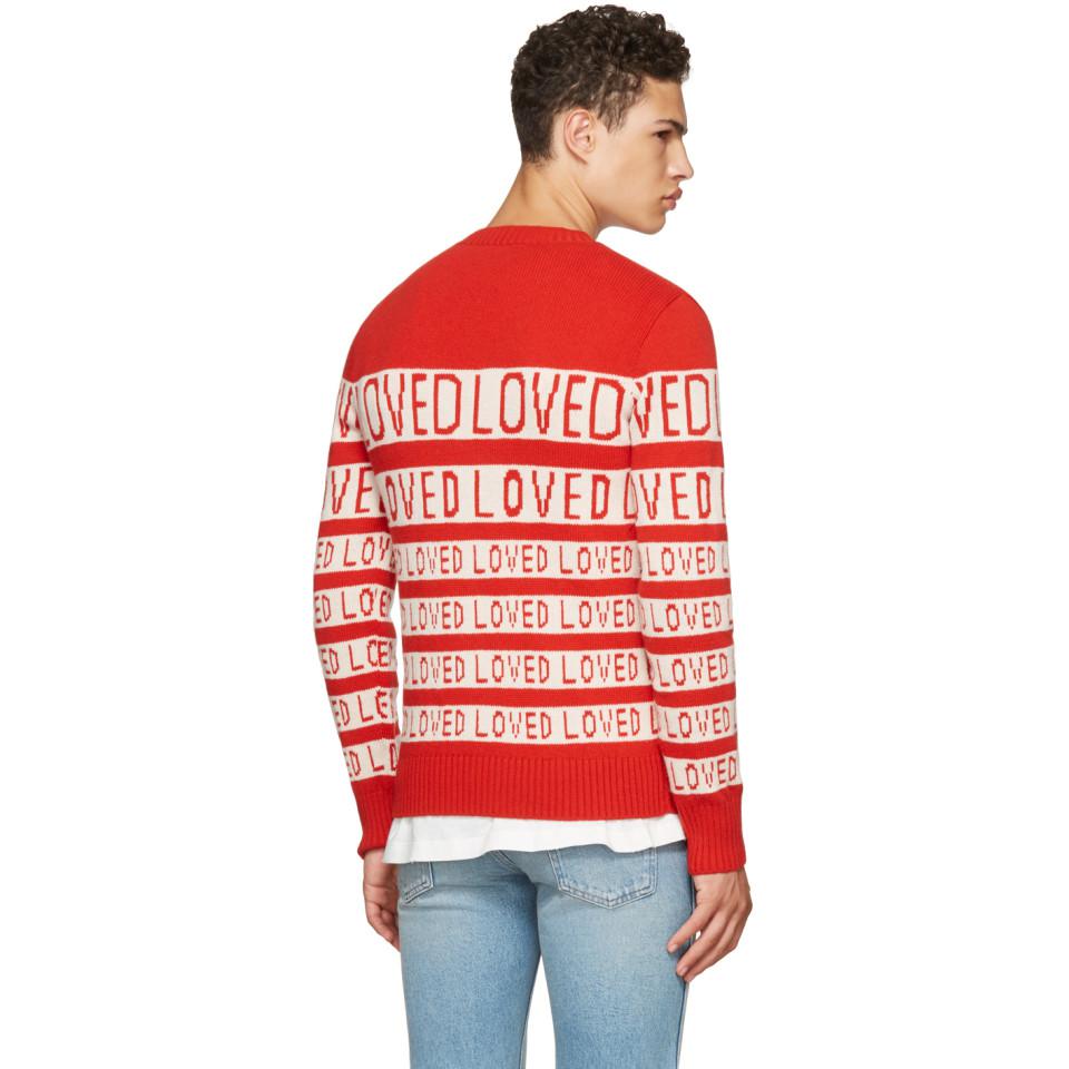 Gucci Wool Red \u0026 White 'loved' Sweater 