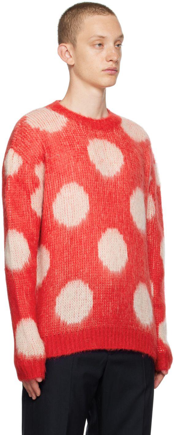 Marni - Red Mohair Trousers with Polka Dots - Pants - Man - Orange - Size: 52