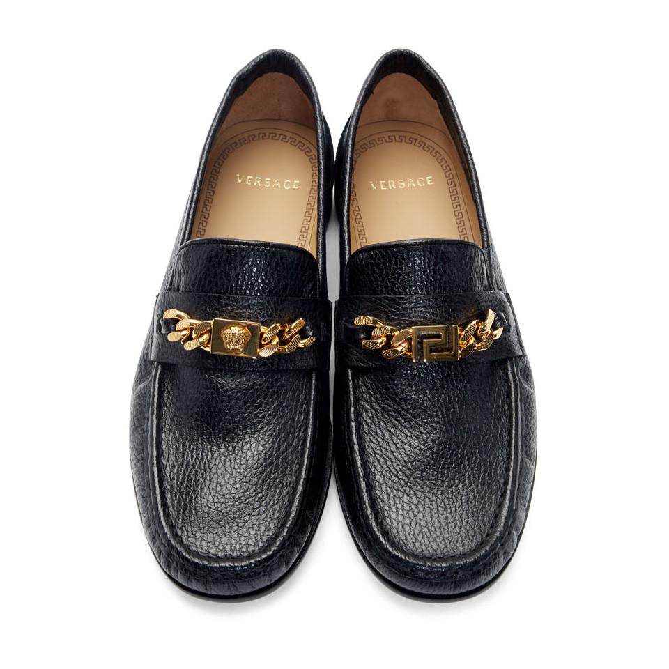Versace Black Medusa Chain Loafers for Men | Lyst