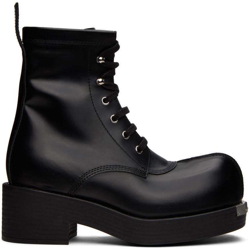 MM6 by Maison Martin Margiela レディース ブラック エナメルレザー 