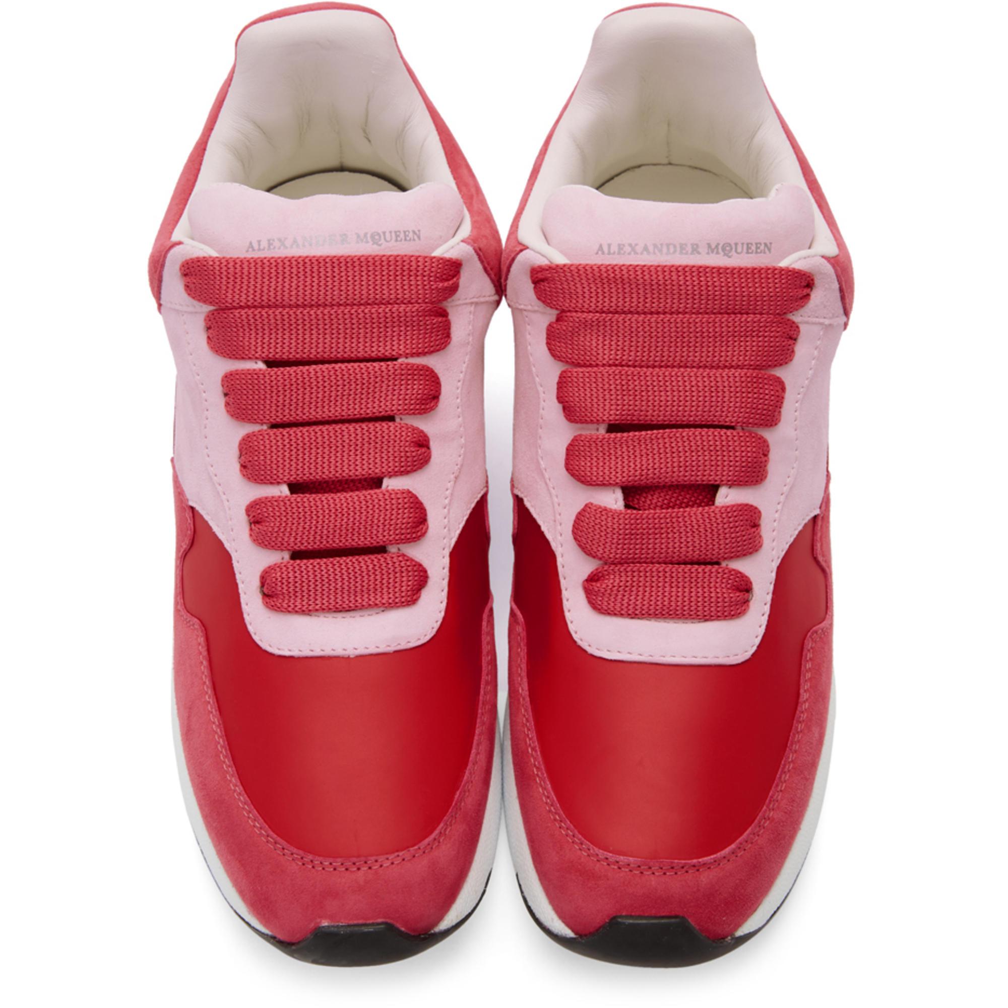 Alexander McQueen Pink And Red Runner Sneakers | Lyst