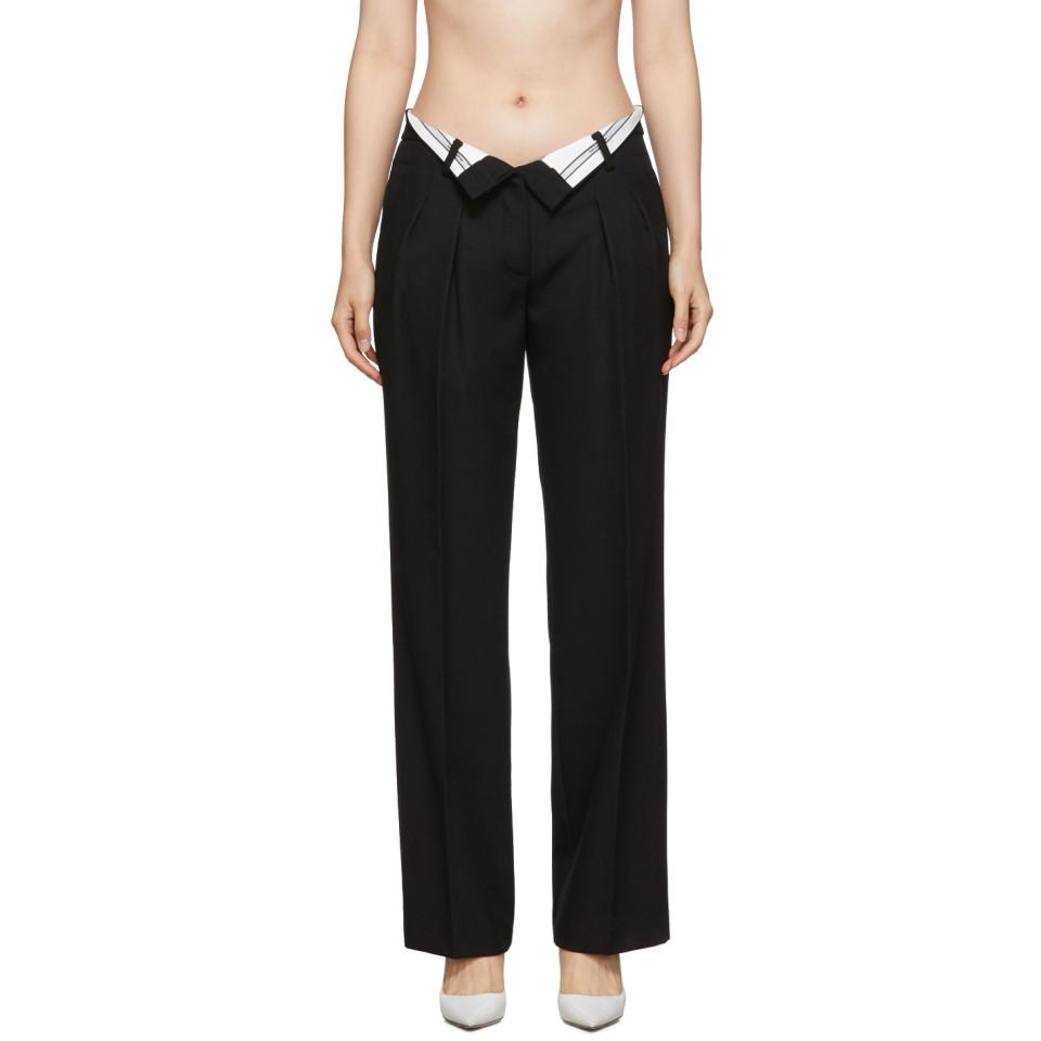 Alexander Wang Black Flipped Waistband Carrot Trousers | Lyst